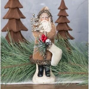 Ragon House Christmas 8" Fawn‎ Velvet Belsnickle Santa Figurine Beige Tan NEW